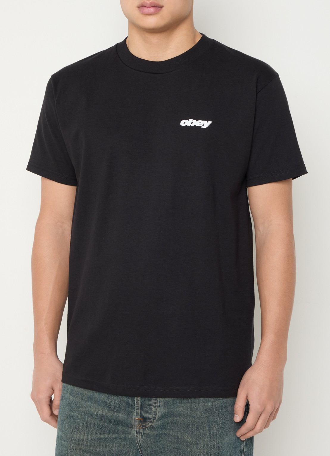 Obey Dice T-shirt met logo- en backprint - achterkant zwart