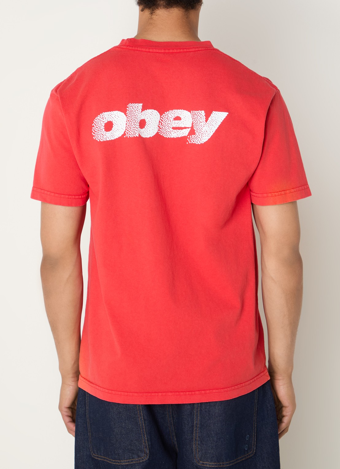 Obey Diffusion T-shirt met logo- en backprint - detail 4 rood