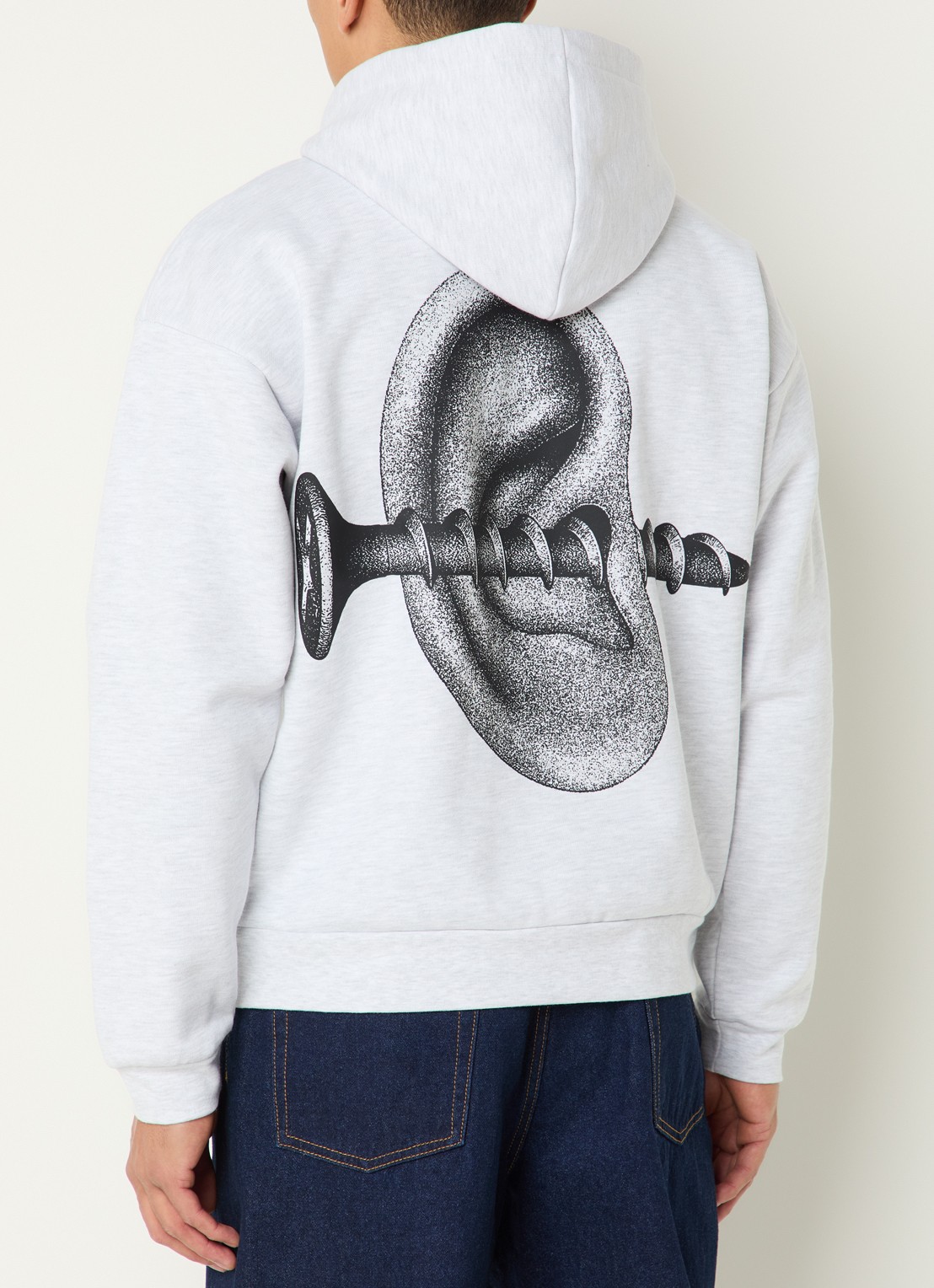 Obey Disorder hoodie met logo- en backprint - detail 4 grijsmele