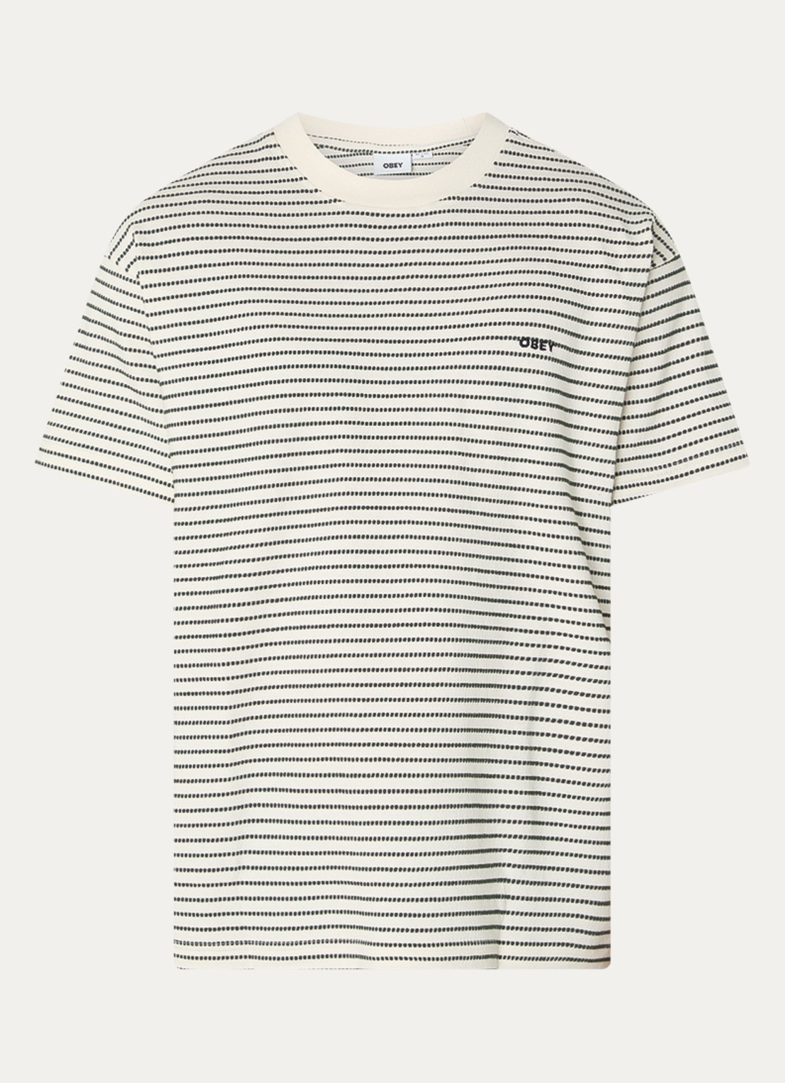 Obey Edwin T-shirt met streepprint - voorkant 2 groen