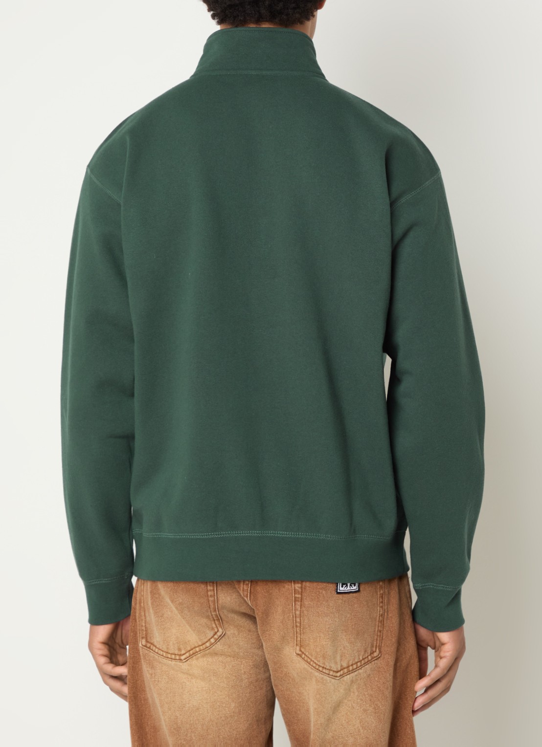 Obey Established Works sweater met halve rits en logoborduring - achterkant 2 groen