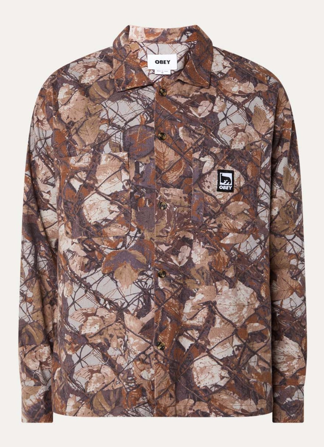 Obey Fence regular fit overhemd met print - voorkant 2 bruin