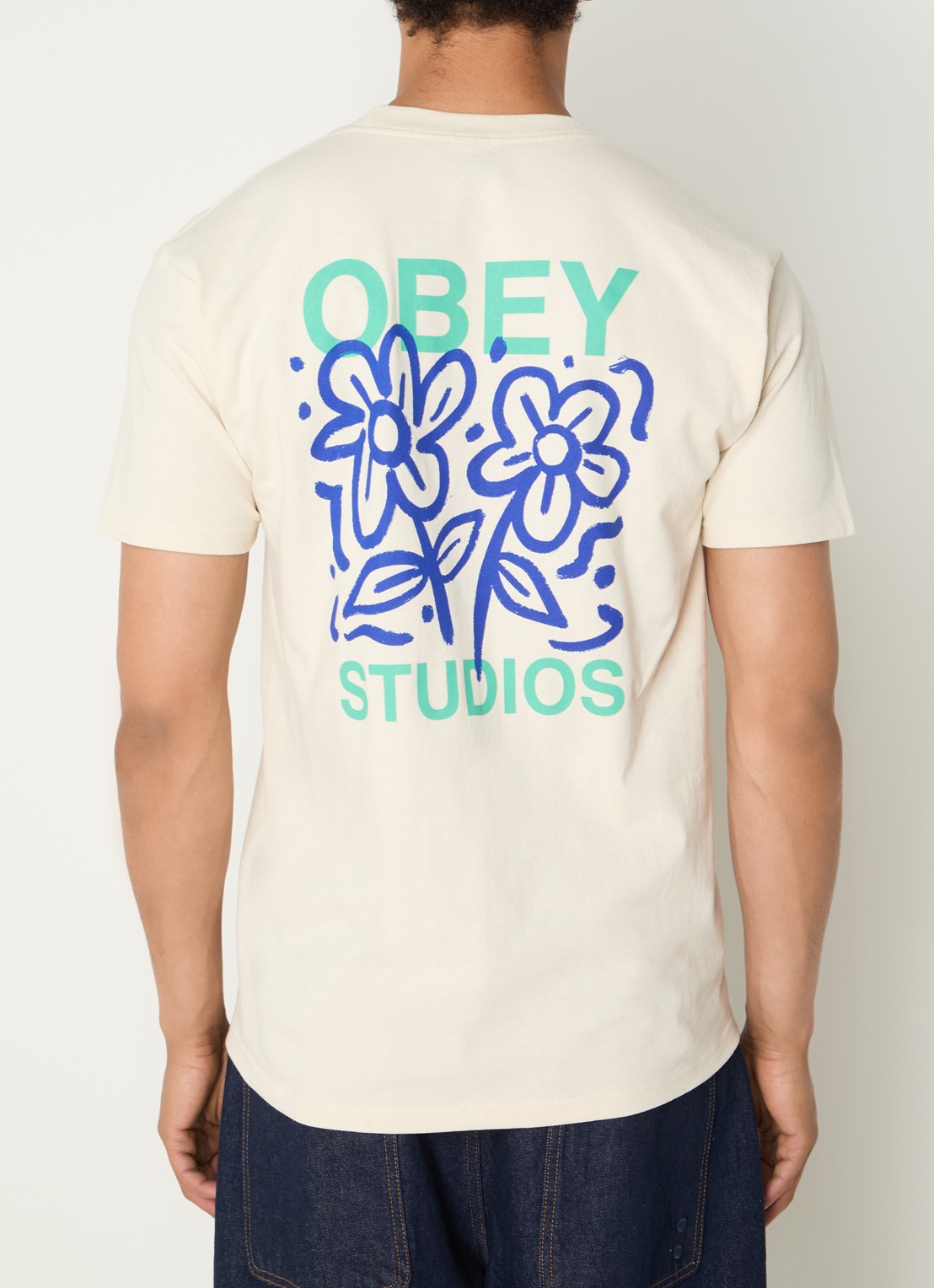 Obey Grown With Love T-shirt met logo- en backprint - detail 3 beige
