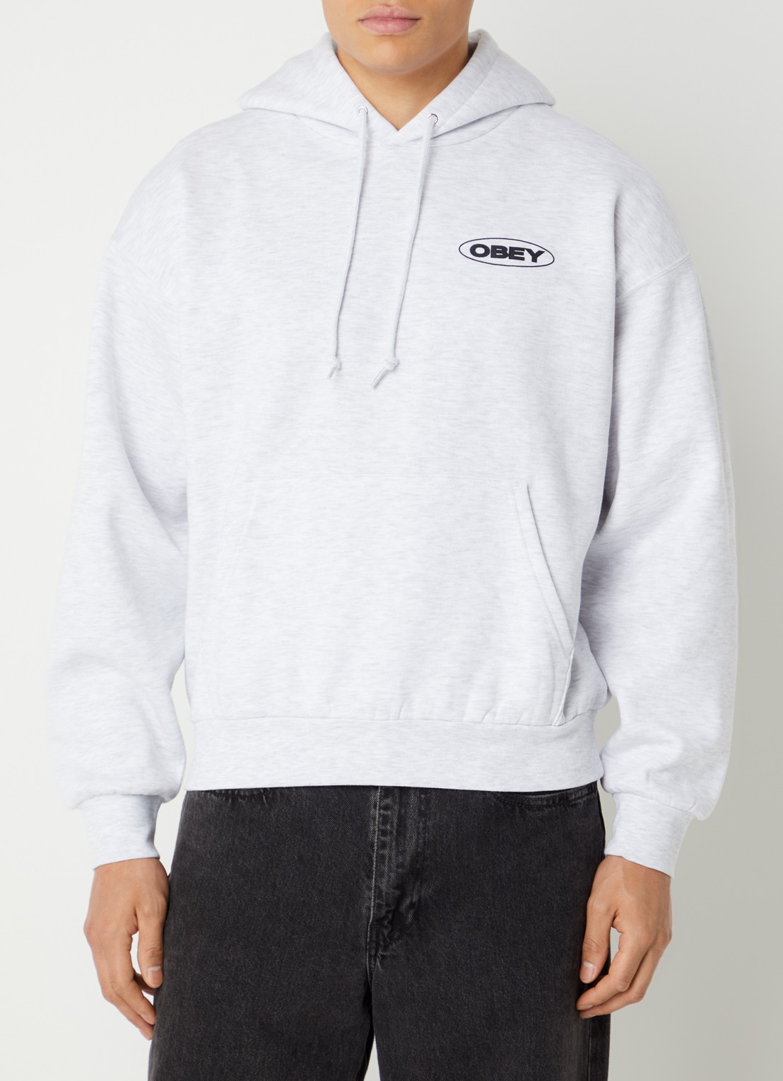 Obey Hoodie met front- en backprint - achterkant grijs