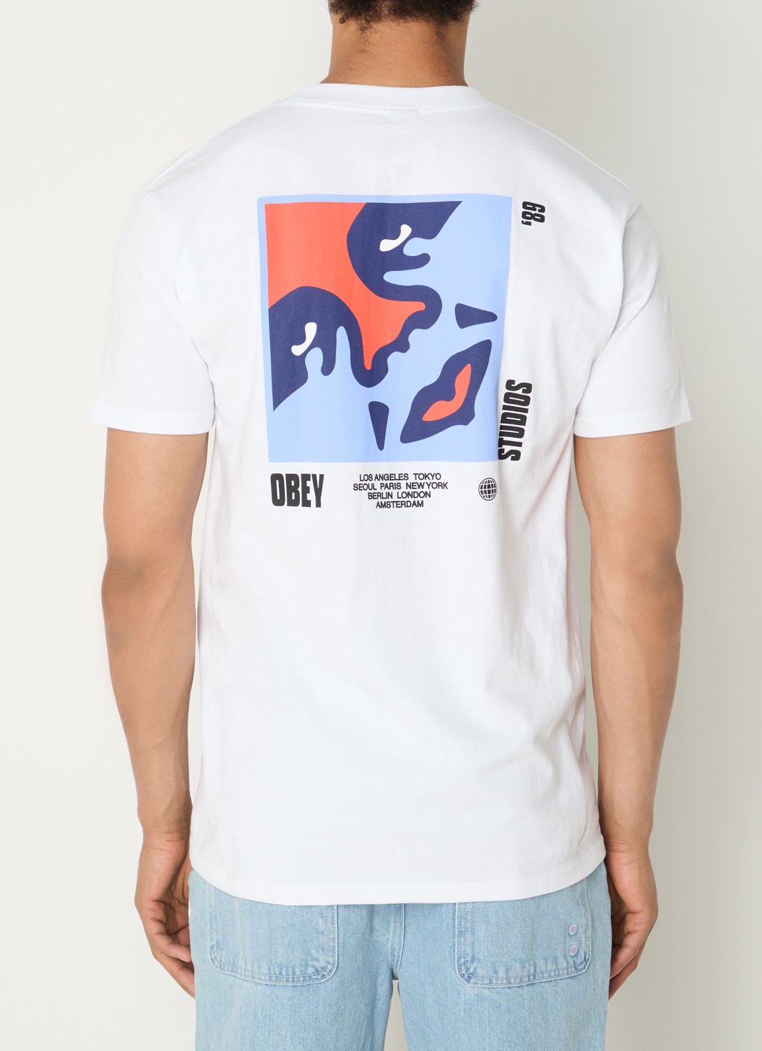 Obey Icon 89 T-shirt met logo- en backprint - detail 4 wit
