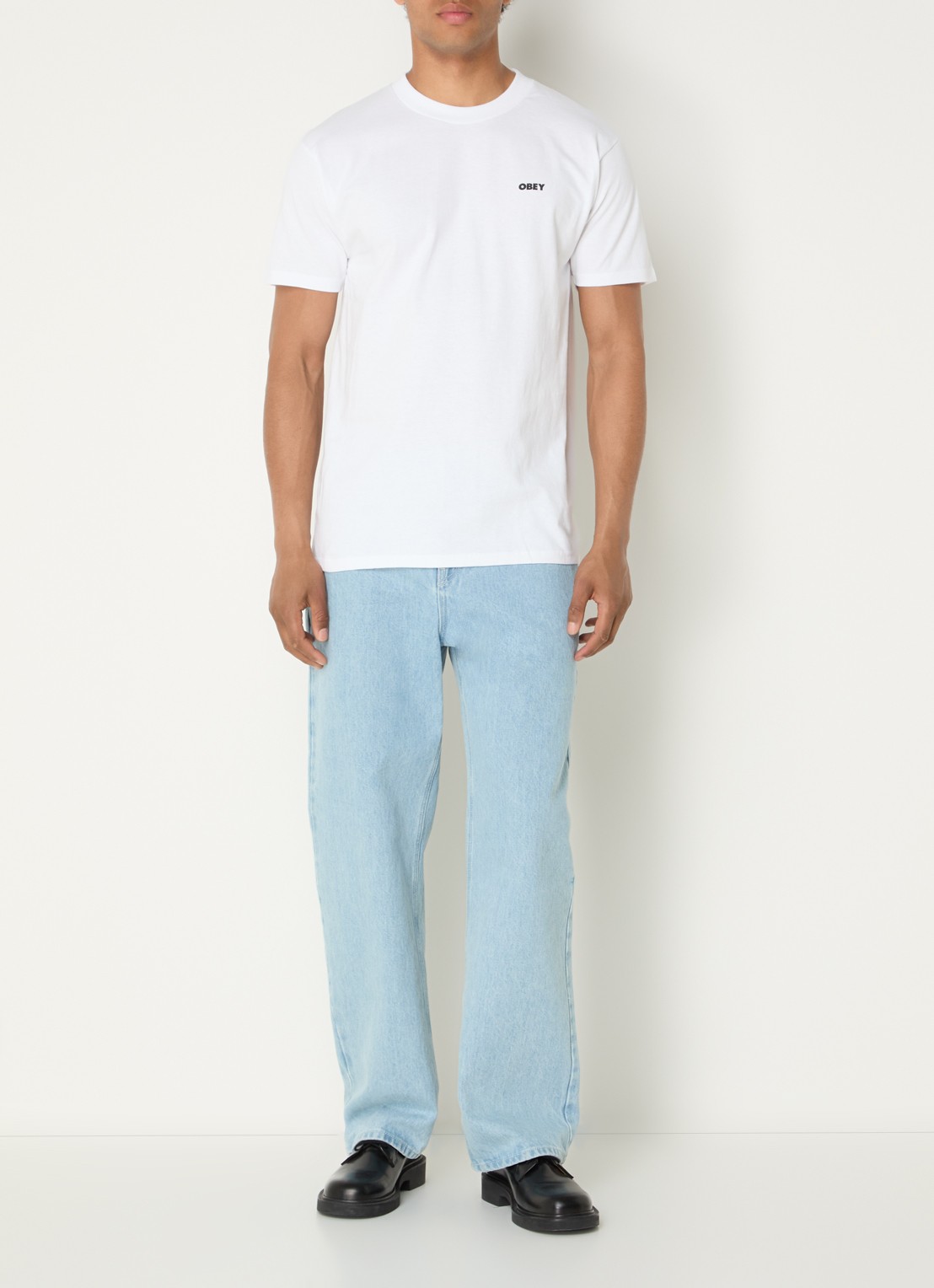 Obey Icon 89 T-shirt met logo- en backprint - voorkant 3 wit