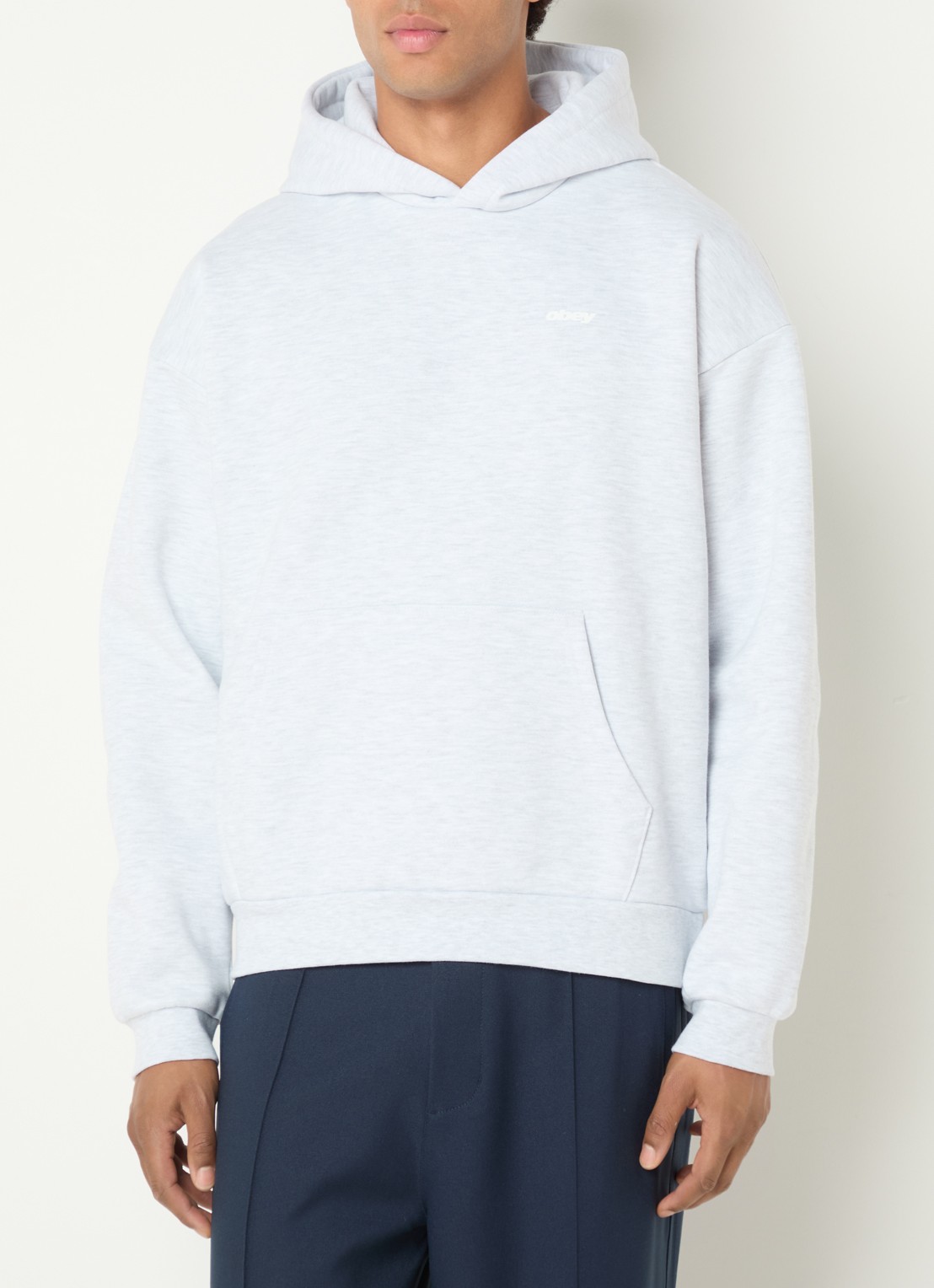 Obey Intercontinental hoodie met logo- en backprint - achterkant 3 grijsmele