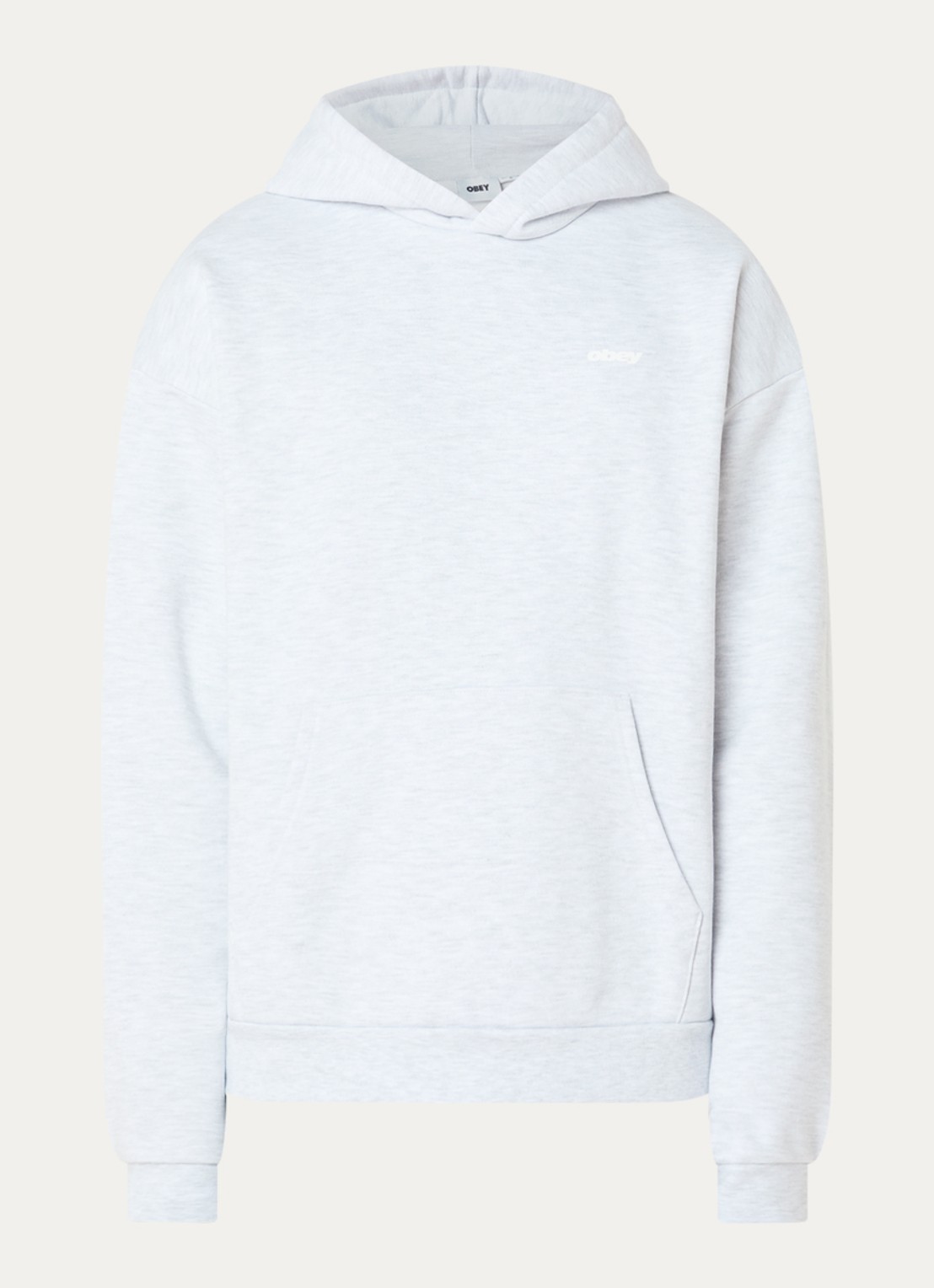 Obey Intercontinental hoodie met logo- en backprint - voorkant 4 grijsmele