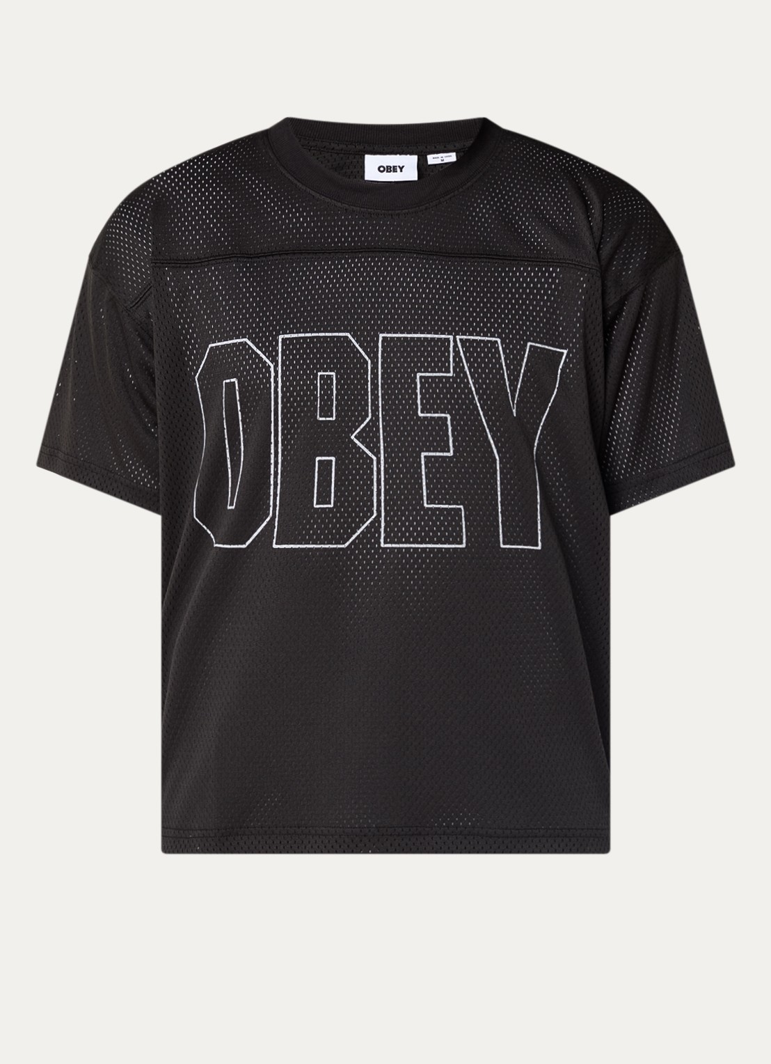 Obey Johnson Practice T-shirt van mesh met logoprint - voorkant zwart