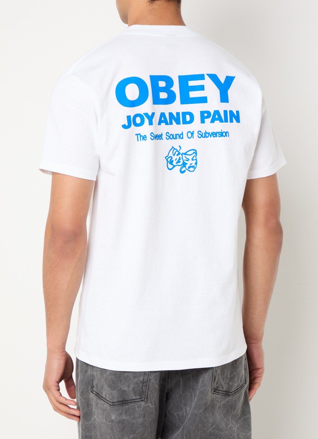 Obey Joy and Pain T-shirt met logo- en backprint - detail 4 wit