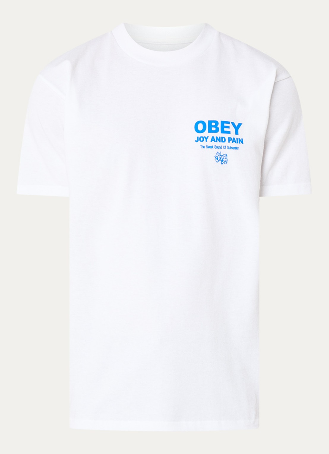 Obey Joy and Pain T-shirt met logo- en backprint - voorkant 2 wit