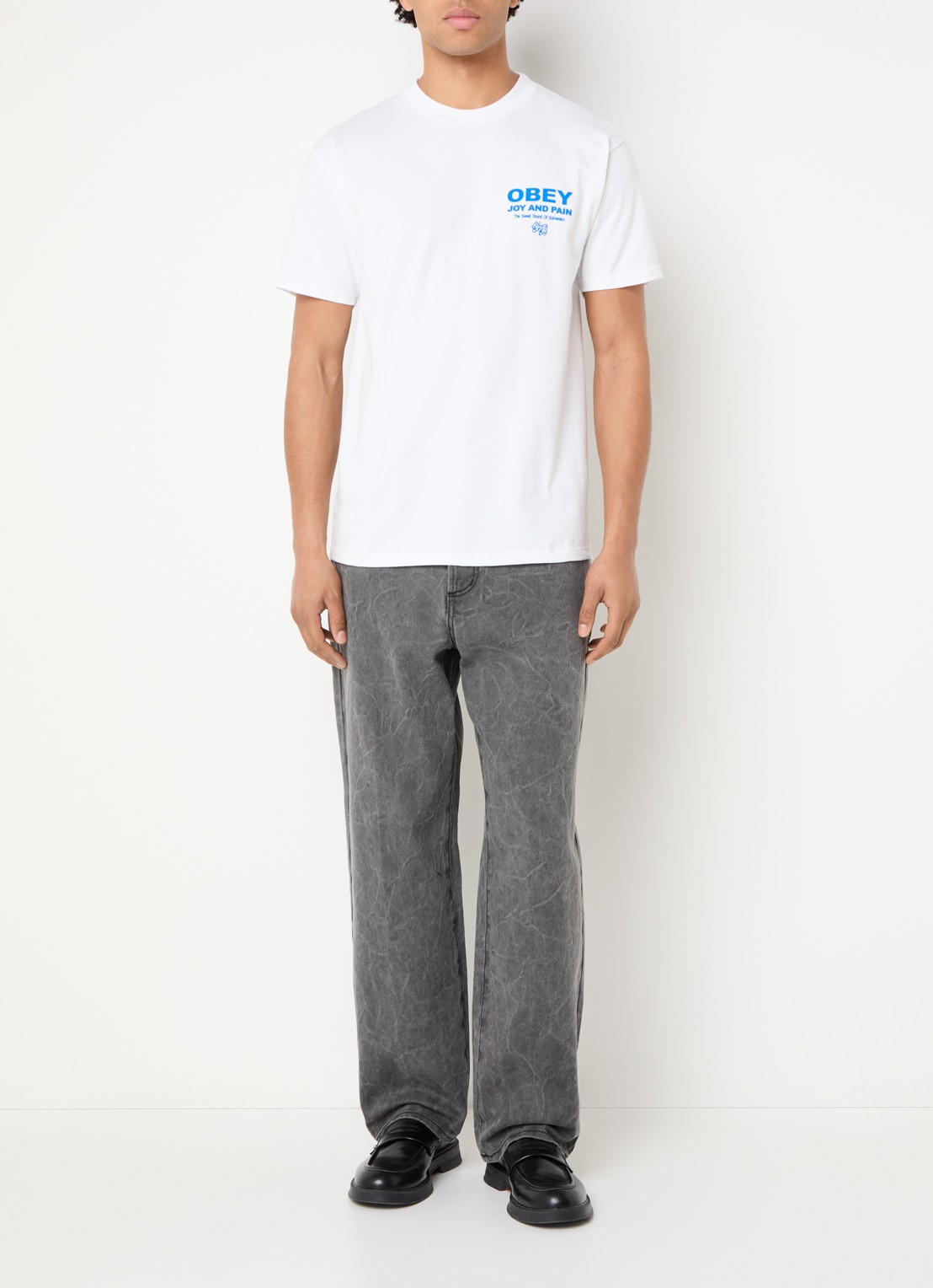 Obey Joy and Pain T-shirt met logo- en backprint - voorkant 3 wit