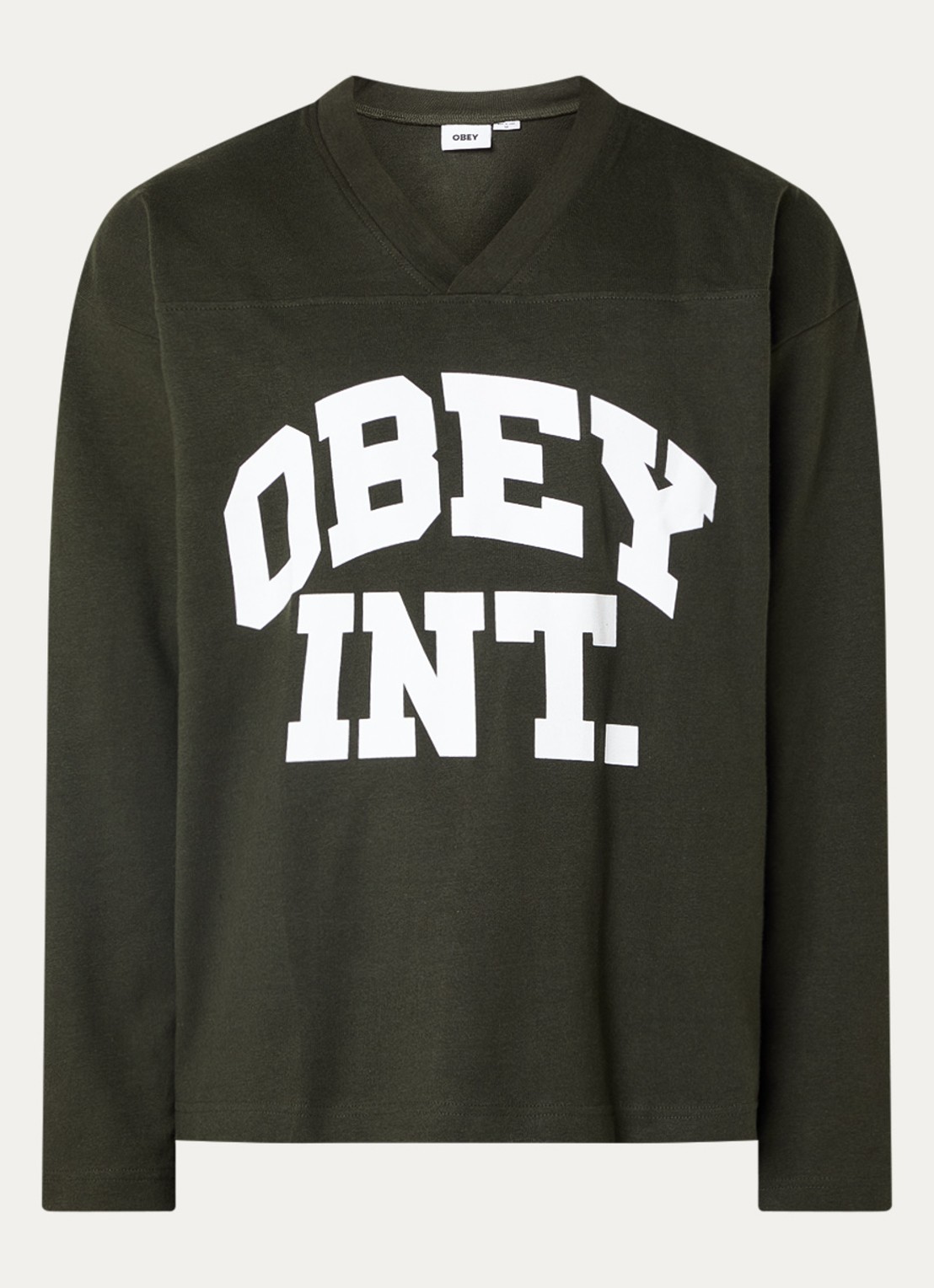 Obey Longsleeve met logoprint - voorkant 3 bronsgroen