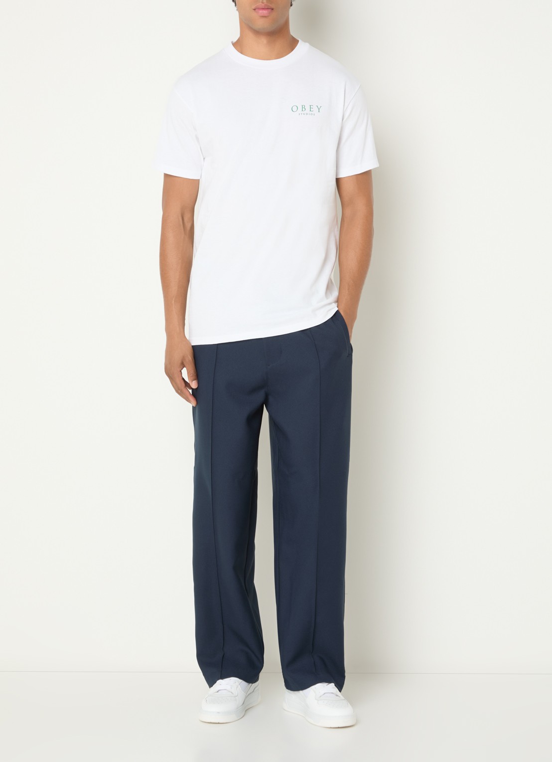 Obey Loose fit pantalon met steekzakken - voorkant 5 donkerblauw