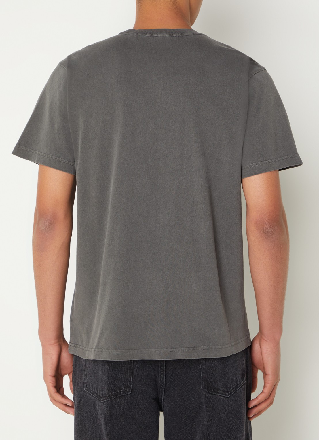 Obey Lowercase Pigment T-shirt met logoborduring - achterkant 3 antraciet