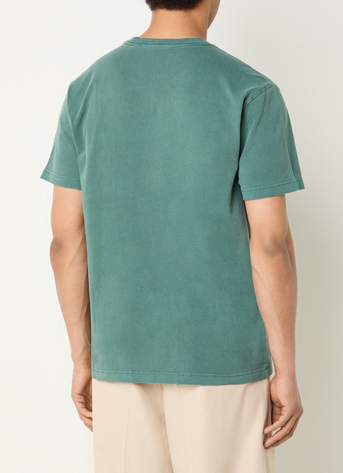 Obey Lowercase Pigment T-shirt met logoborduring - achterkant 3 zeegroen