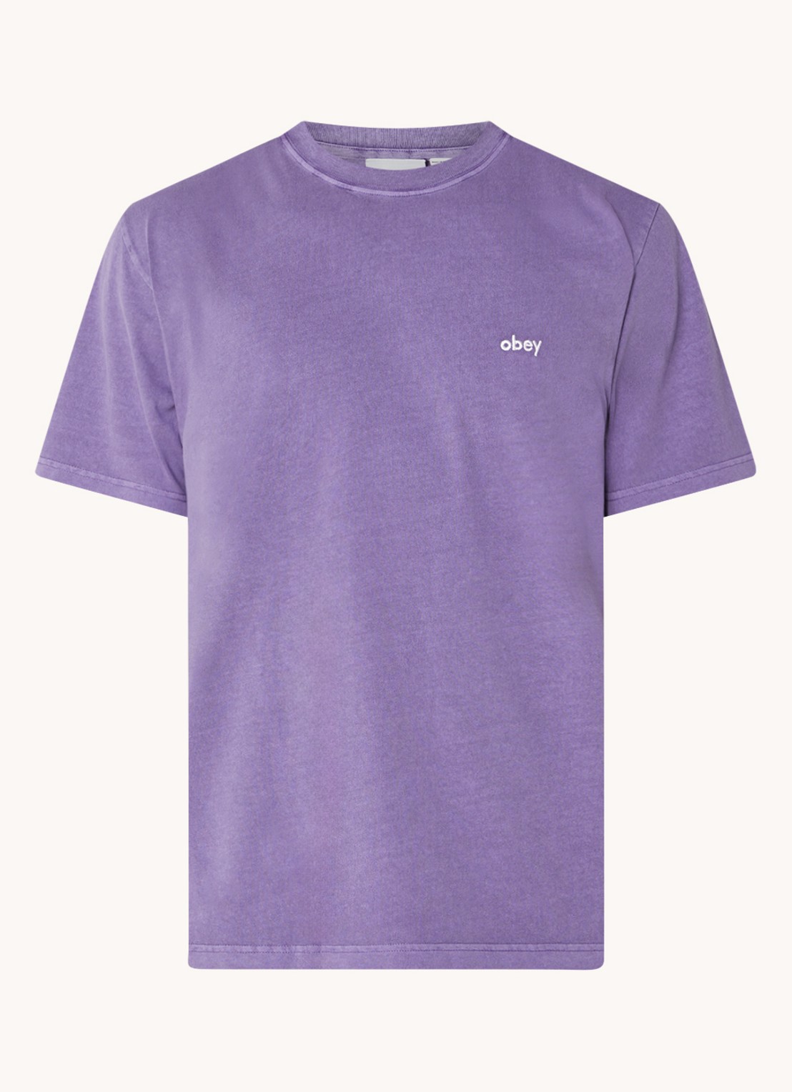 Obey Lowercase Pigment T-shirt met logoborduring - voorkant 3 lila