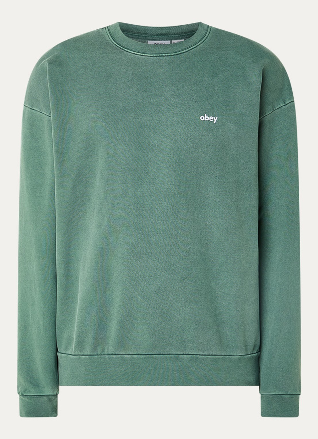 Obey Lowercase sweater met logoborduring - voorkant groen