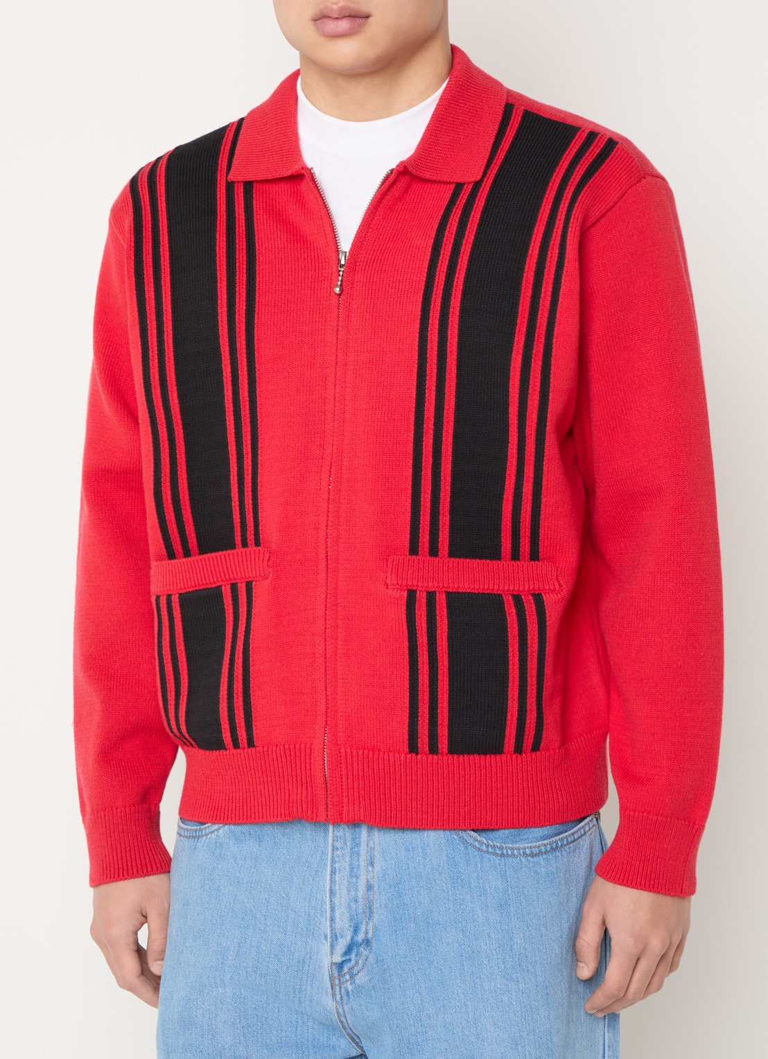 Obey Matt fijngebreid vest met opgestikte zakken - detail 4 rood