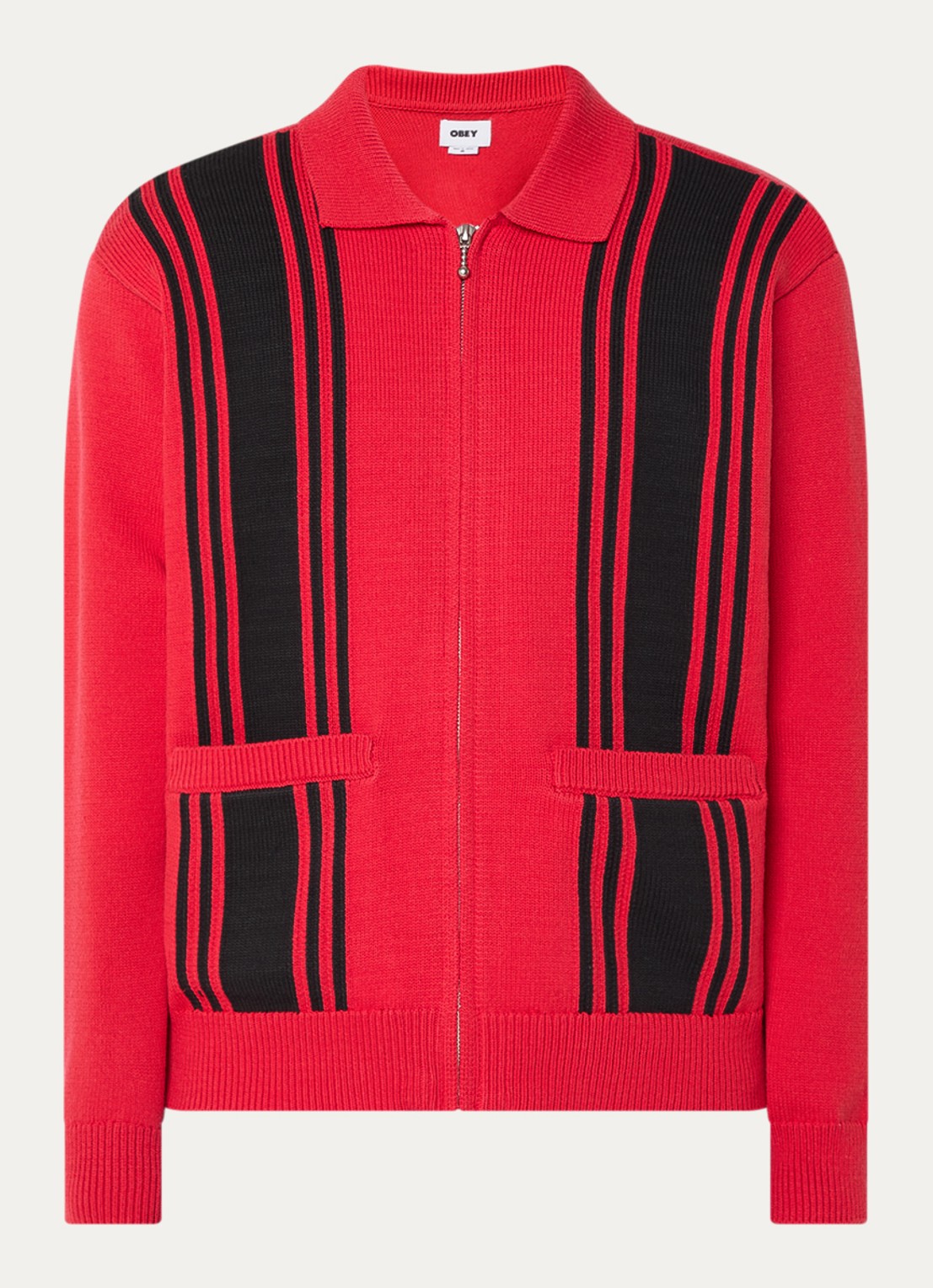 Obey Matt fijngebreid vest met opgestikte zakken - voorkant 2 rood