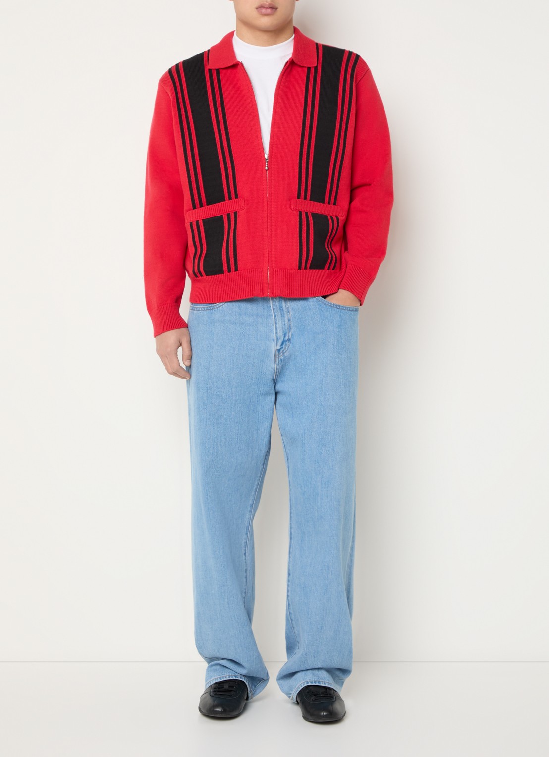 Obey Matt fijngebreid vest met opgestikte zakken - voorkant 3 rood
