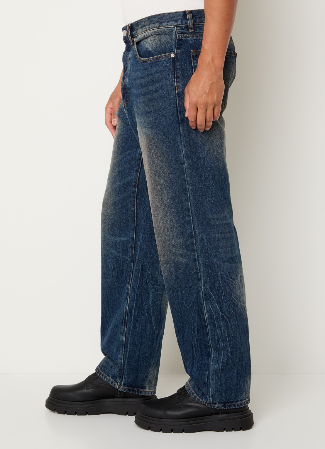 Obey Mid waist straight leg jeans met medium wassing - detail 2 indigo