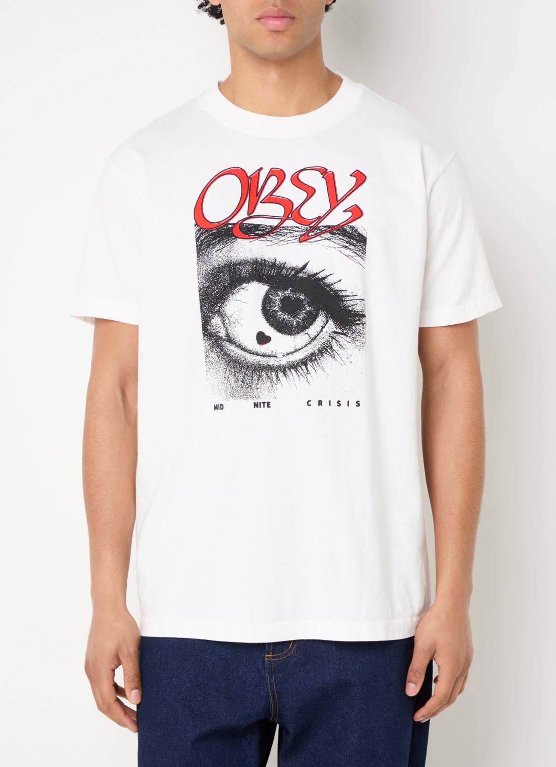 Obey Midnite Crisis T-shirt met print - detail 4 wit