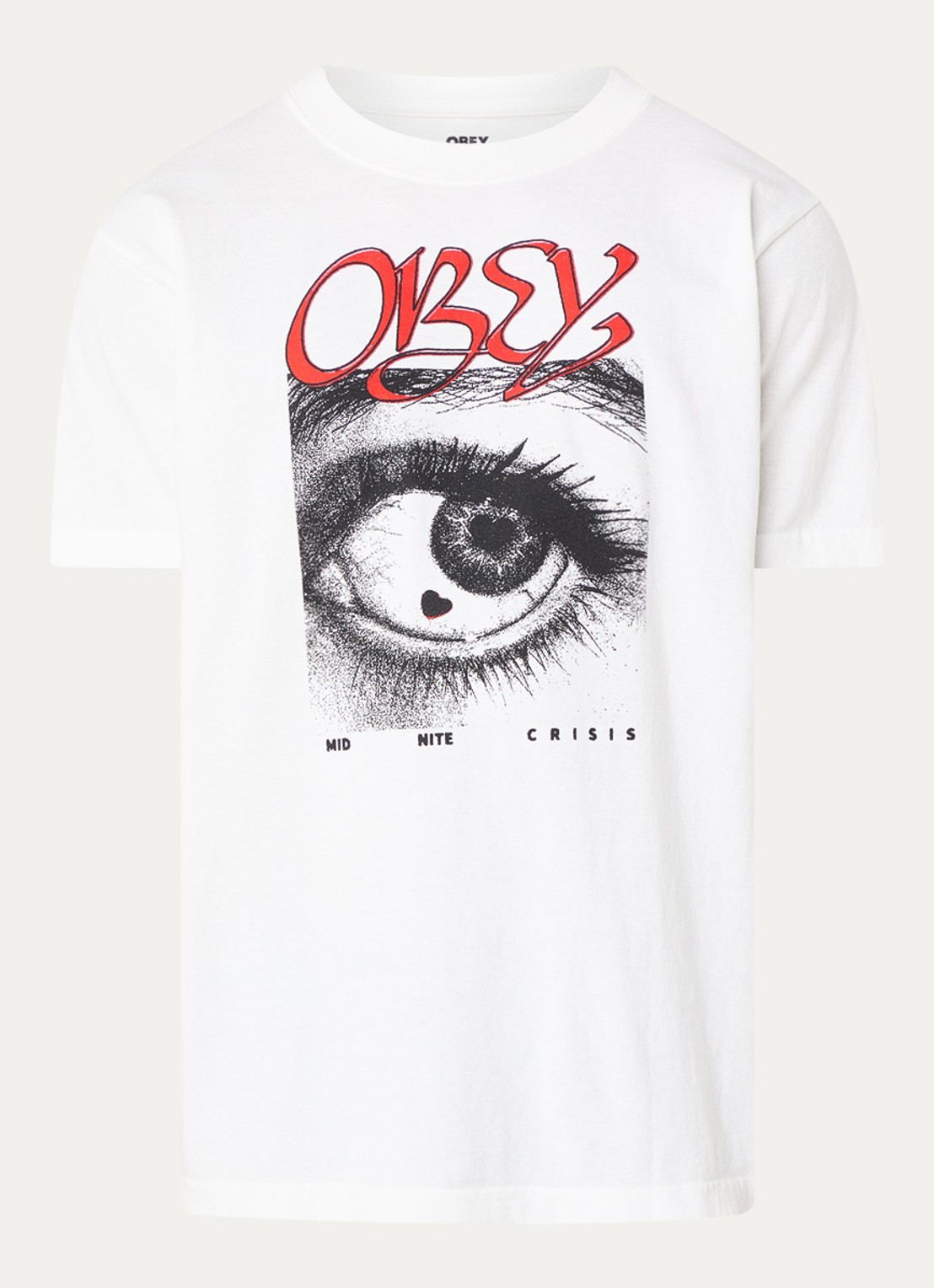 Obey Midnite Crisis T-shirt met print - voorkant wit