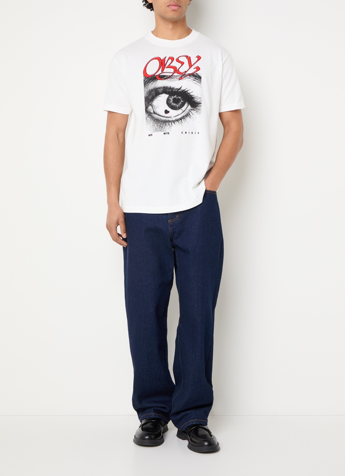 Obey Midnite Crisis T-shirt met print - voorkant 2 wit
