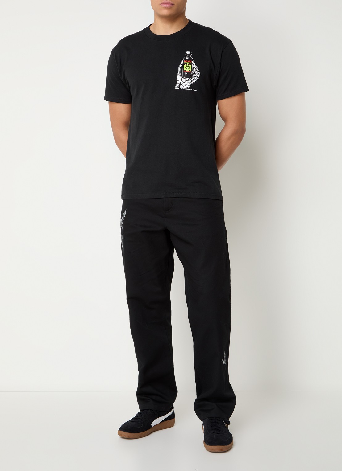 Obey Mind Control T-shirt met front- en backprint - voorkant 3 zwart