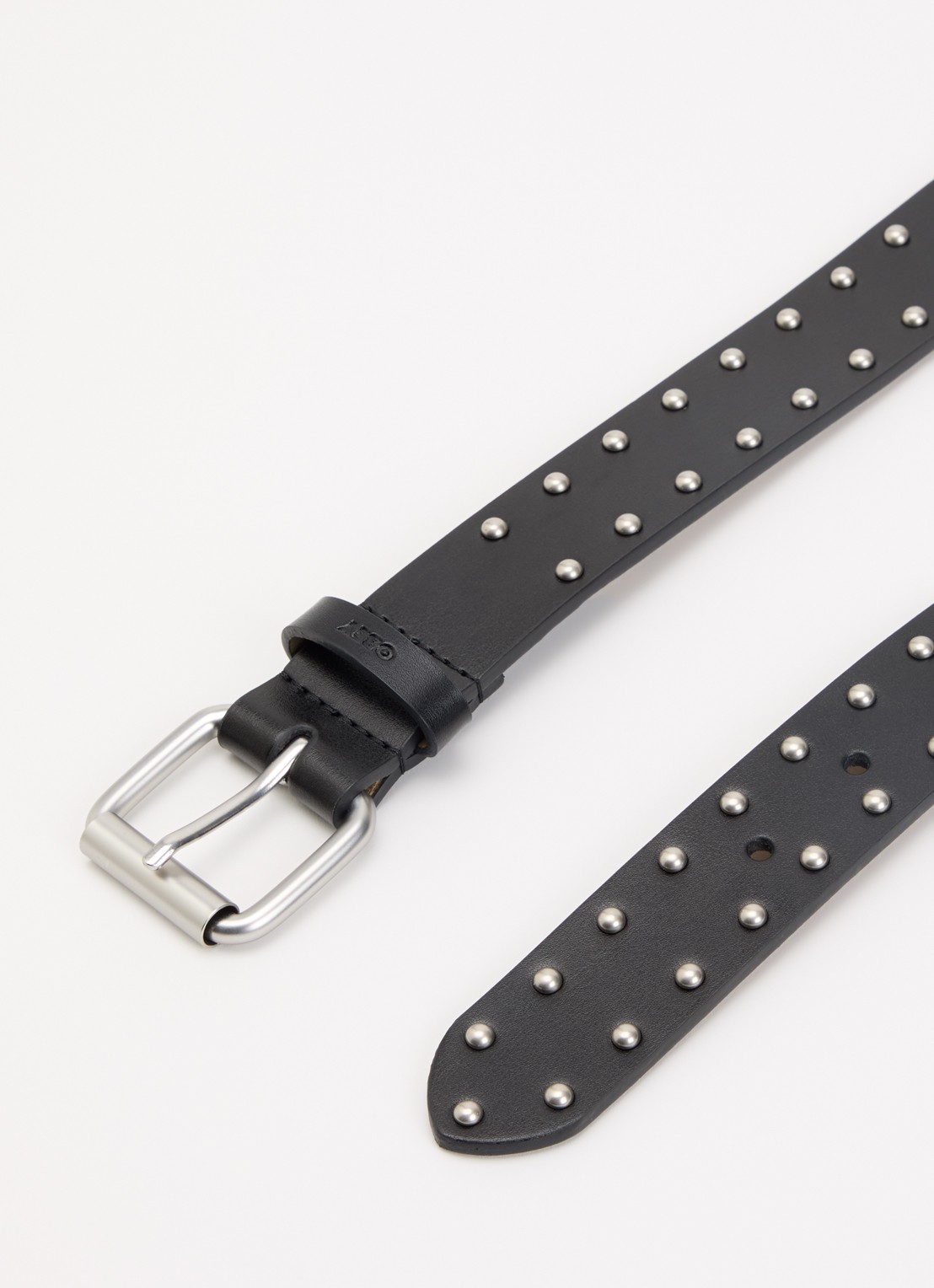 Obey Mini Dome riem van leer met studs - detail 2 zwart