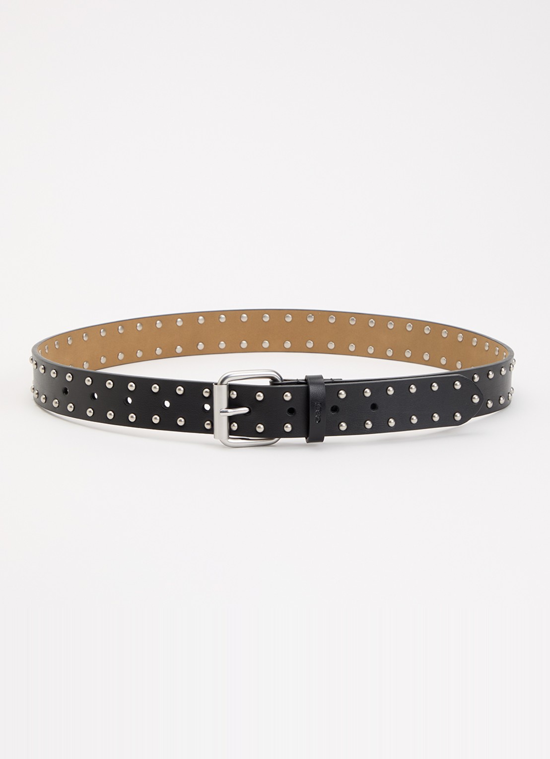 Obey Mini Dome riem van leer met studs - voorkant zwart