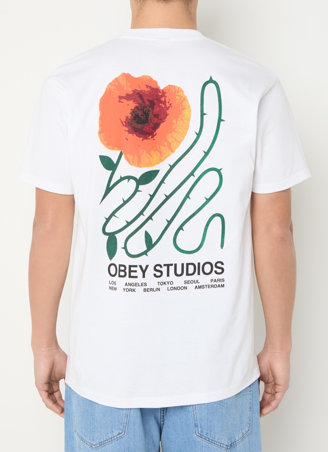 Obey Moves Of Life T-shirt met logo- en backprint - detail 2 wit