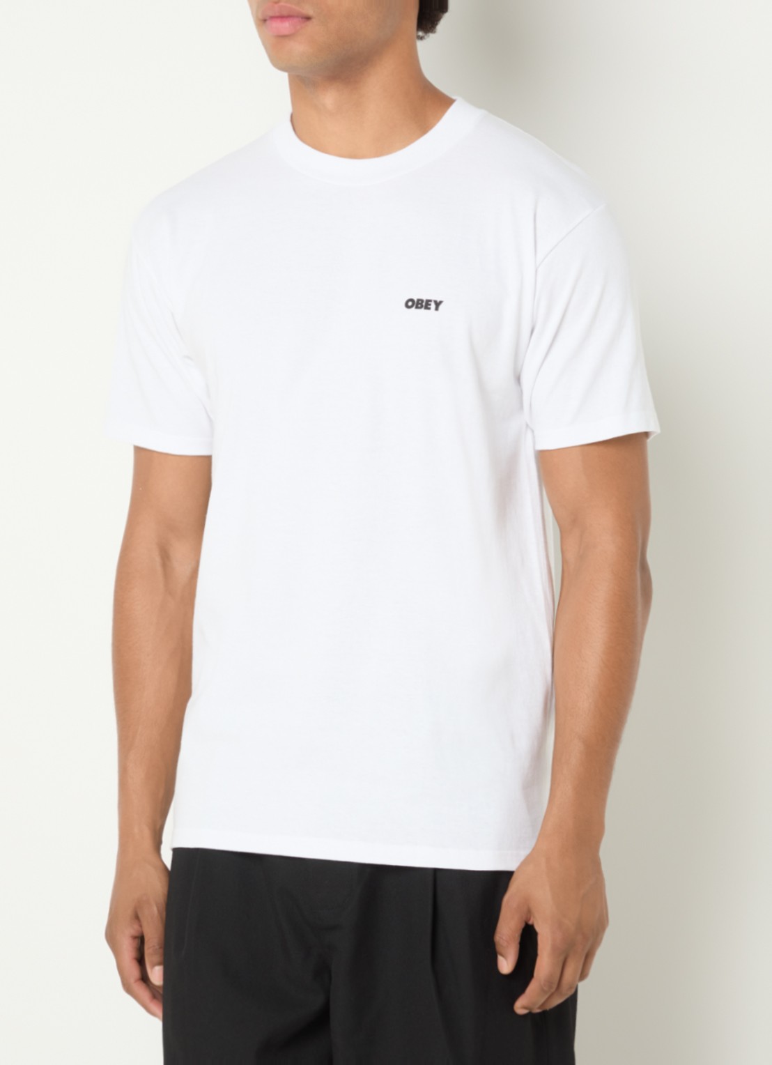 Obey Pastures T-shirt met logo- en backprint - achterkant 4 wit