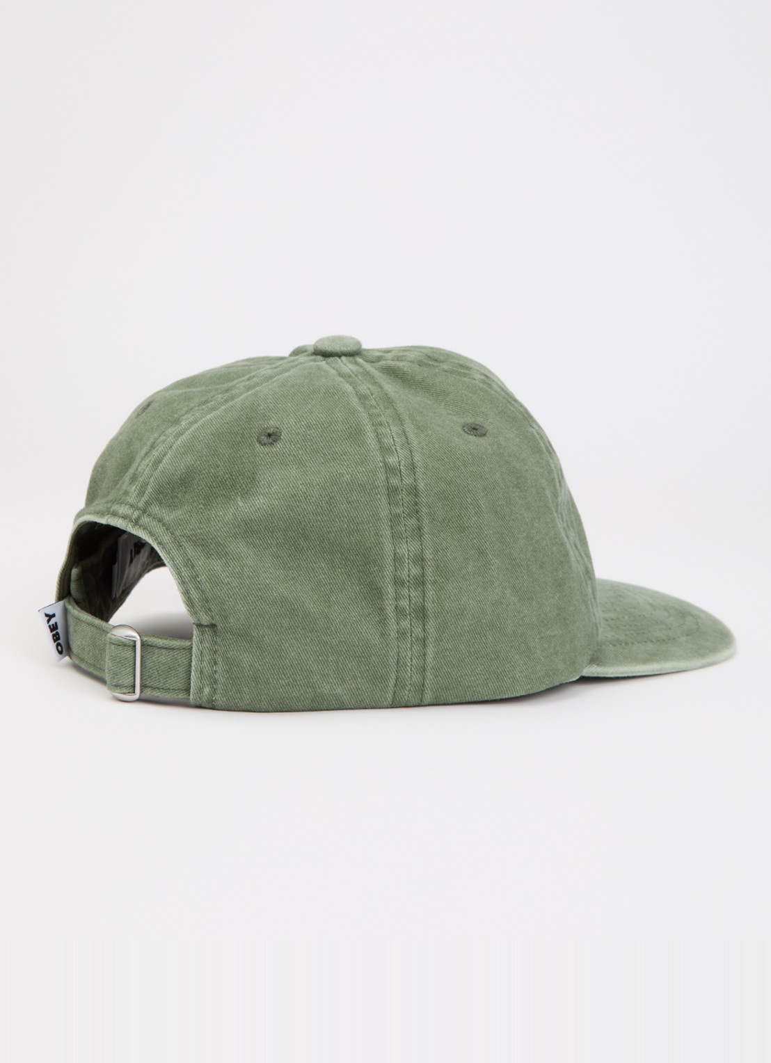 Obey Pet van denim met logoborduring - detail olijfgroen