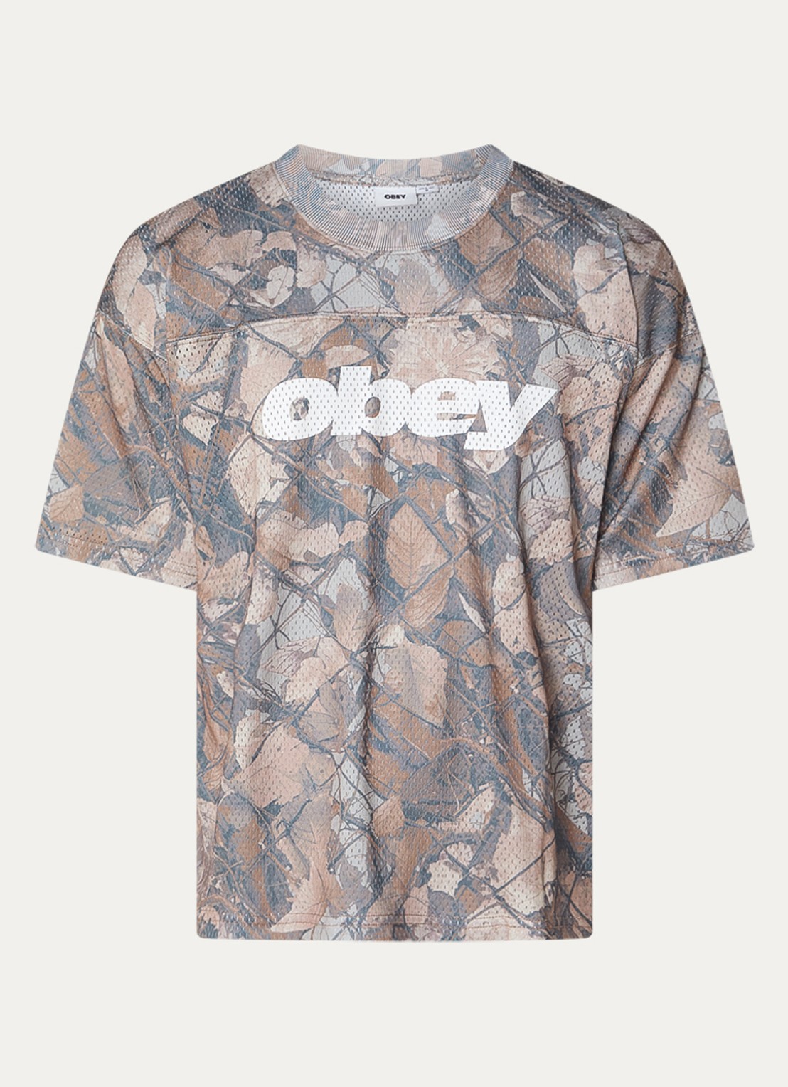 Obey Practice T-shirt met camouflageprint - voorkant beige