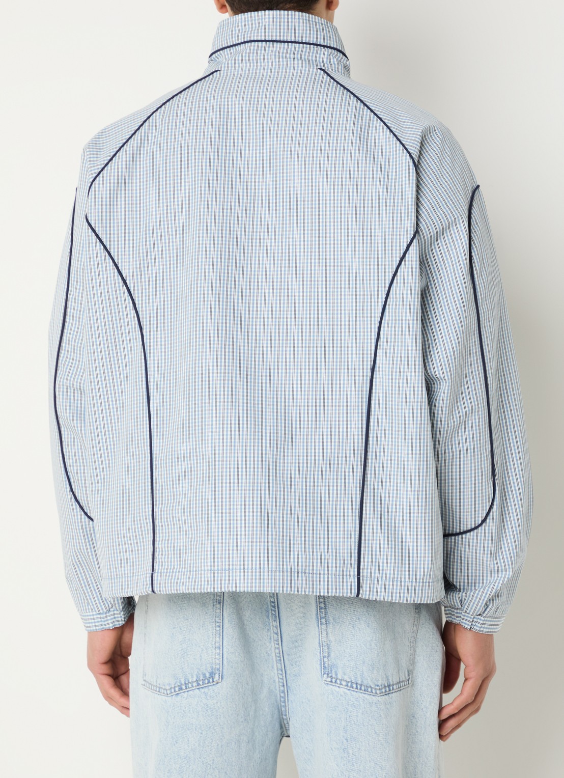 Obey Practice windjack met ruitdessin - achterkant blauw