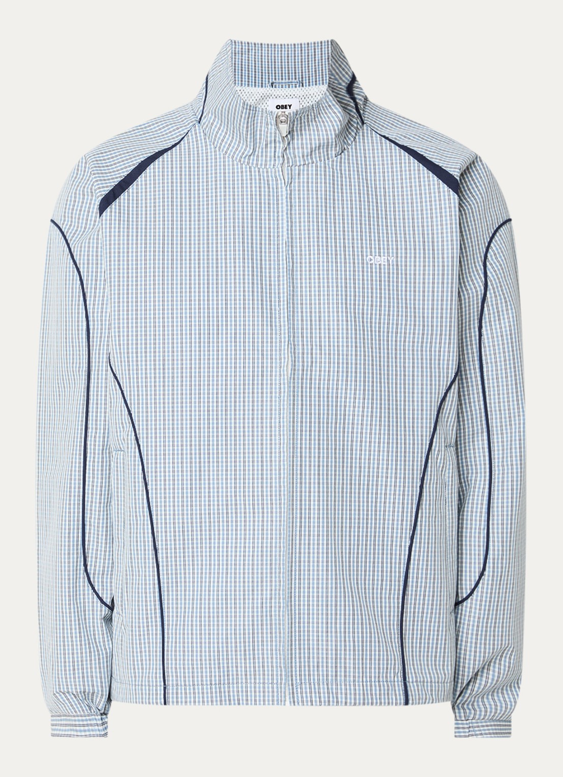 Obey Practice windjack met ruitdessin - voorkant 2 blauw