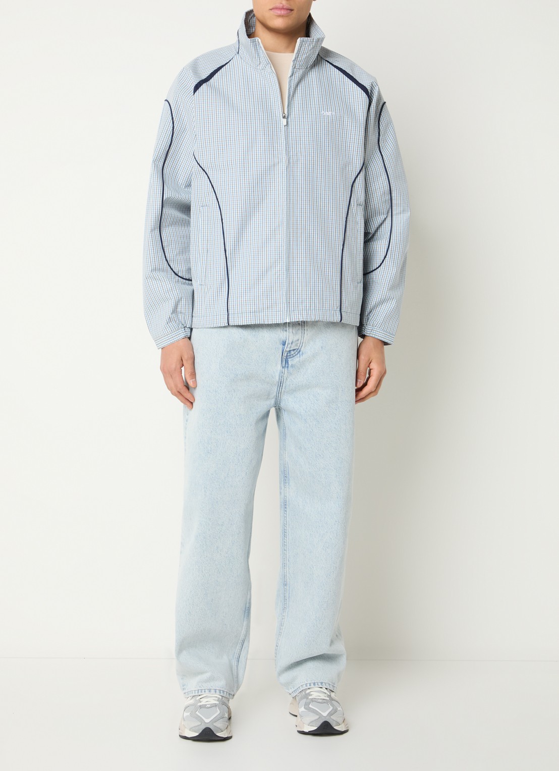 Obey Practice windjack met ruitdessin - voorkant 3 blauw