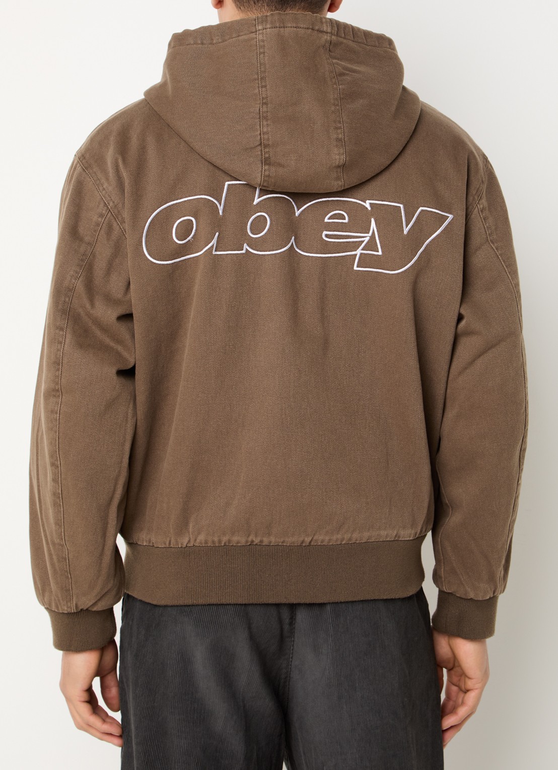 Obey Randy gewatteerd jack met logo- en backprint - achterkant 5 bruin