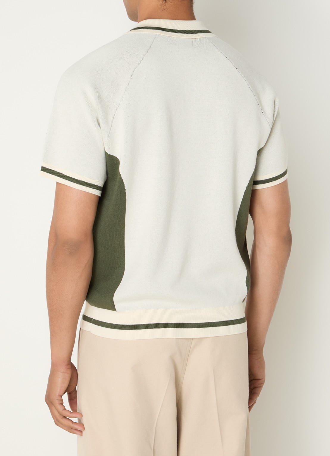Obey Regular fit fijngebreide polo met logo - achterkant 3 beige