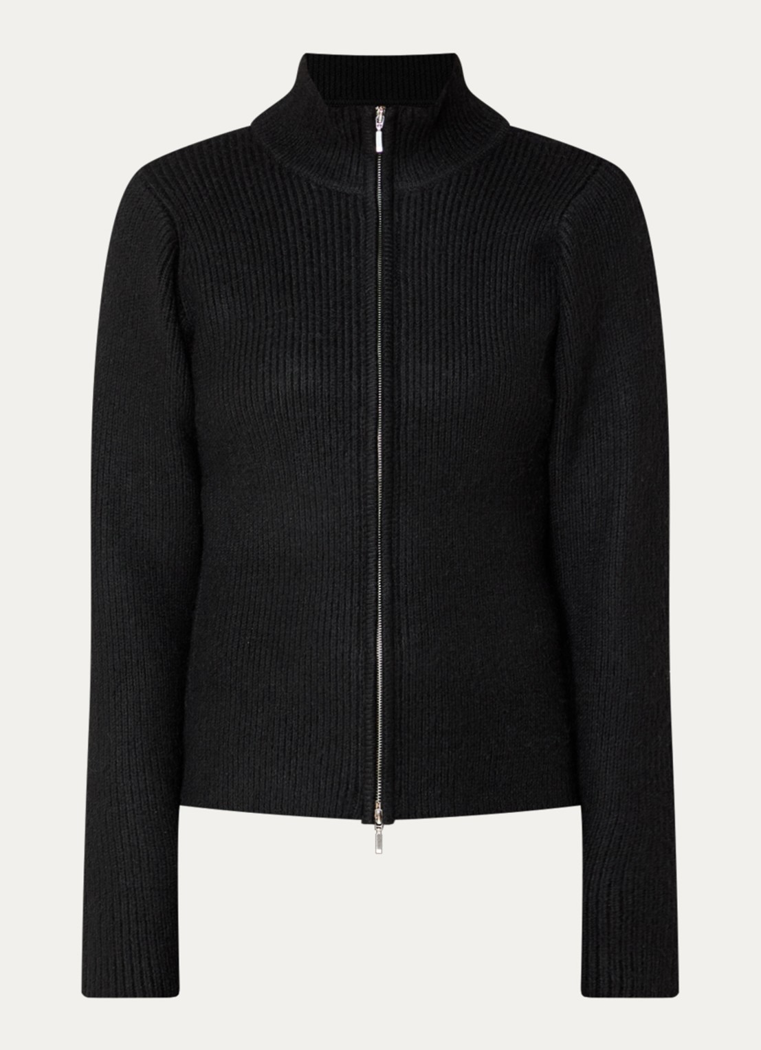 Obey Ribgebreid vest met ritssluiting - voorkant 3 zwart