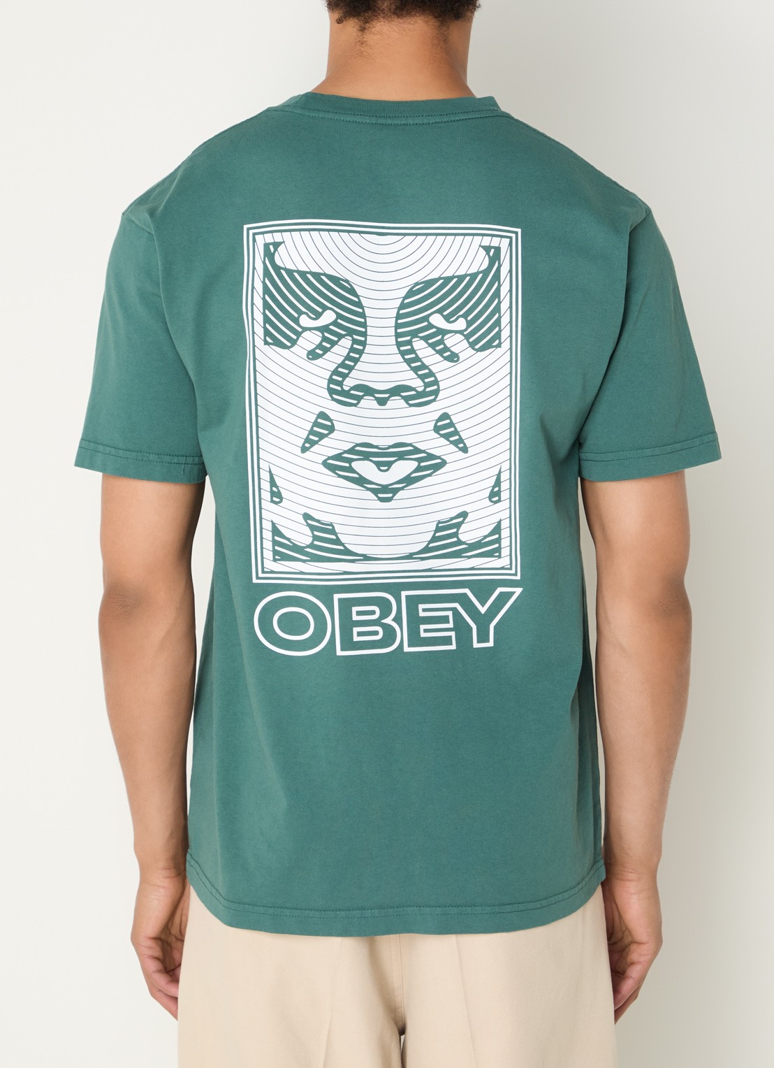 Obey Ripple T-shirt met logo- en backprint - detail 4 groen
