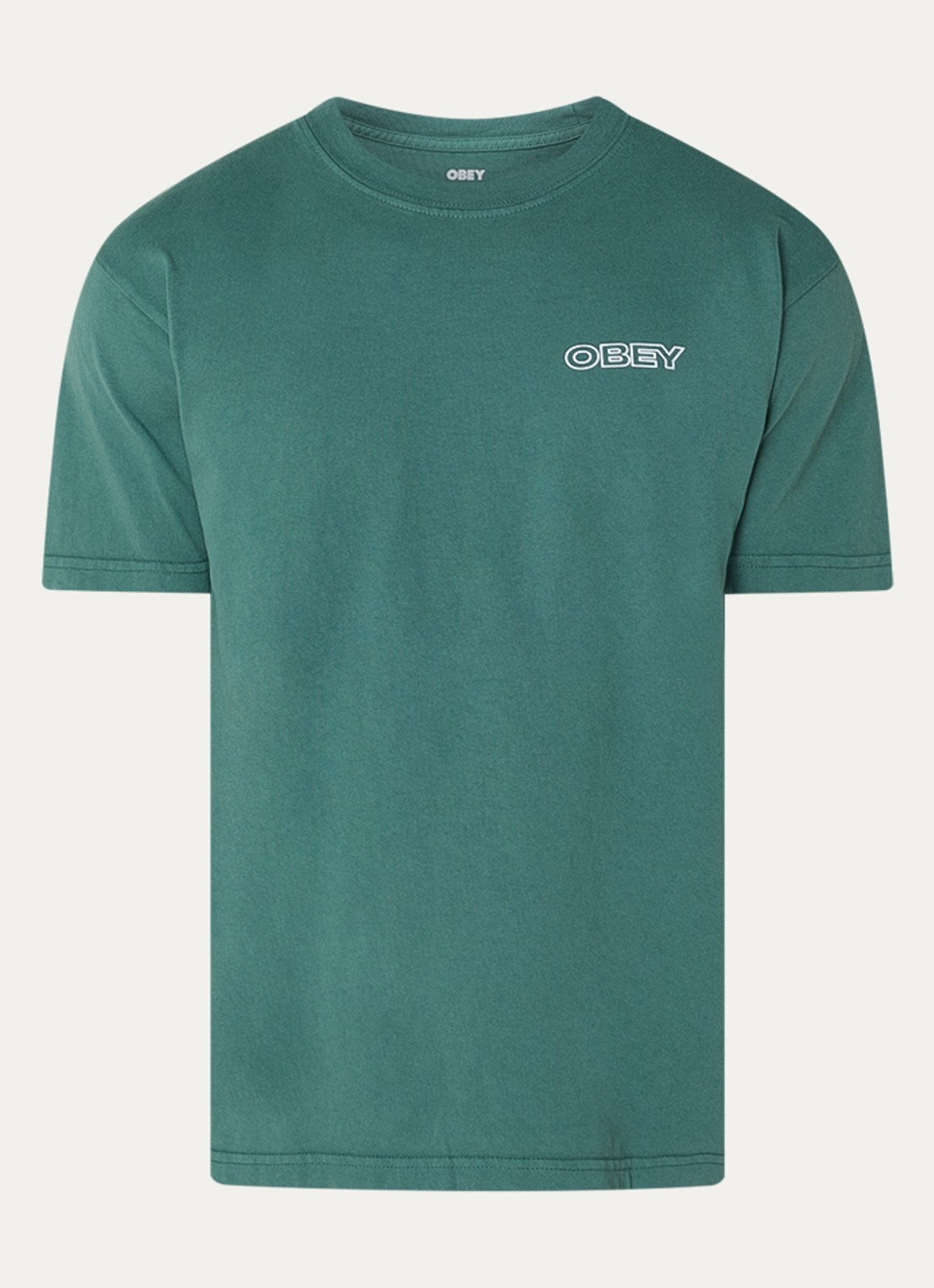 Obey Ripple T-shirt met logo- en backprint - voorkant 2 groen
