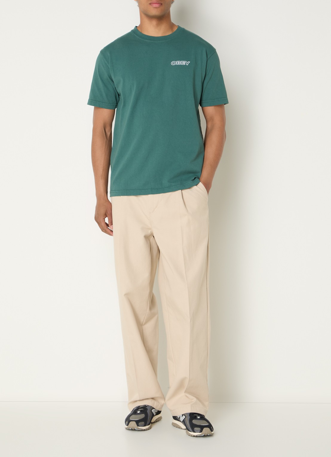 Obey Ripple T-shirt met logo- en backprint - voorkant 3 groen