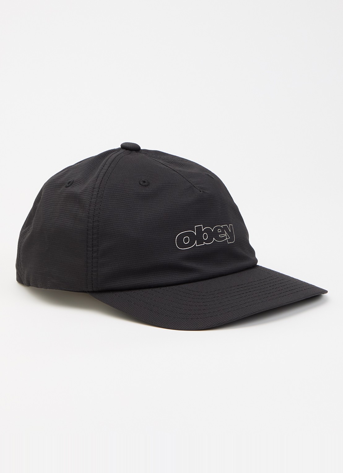 Obey Scamble 5 panel pet met logo  - voorkant zwart