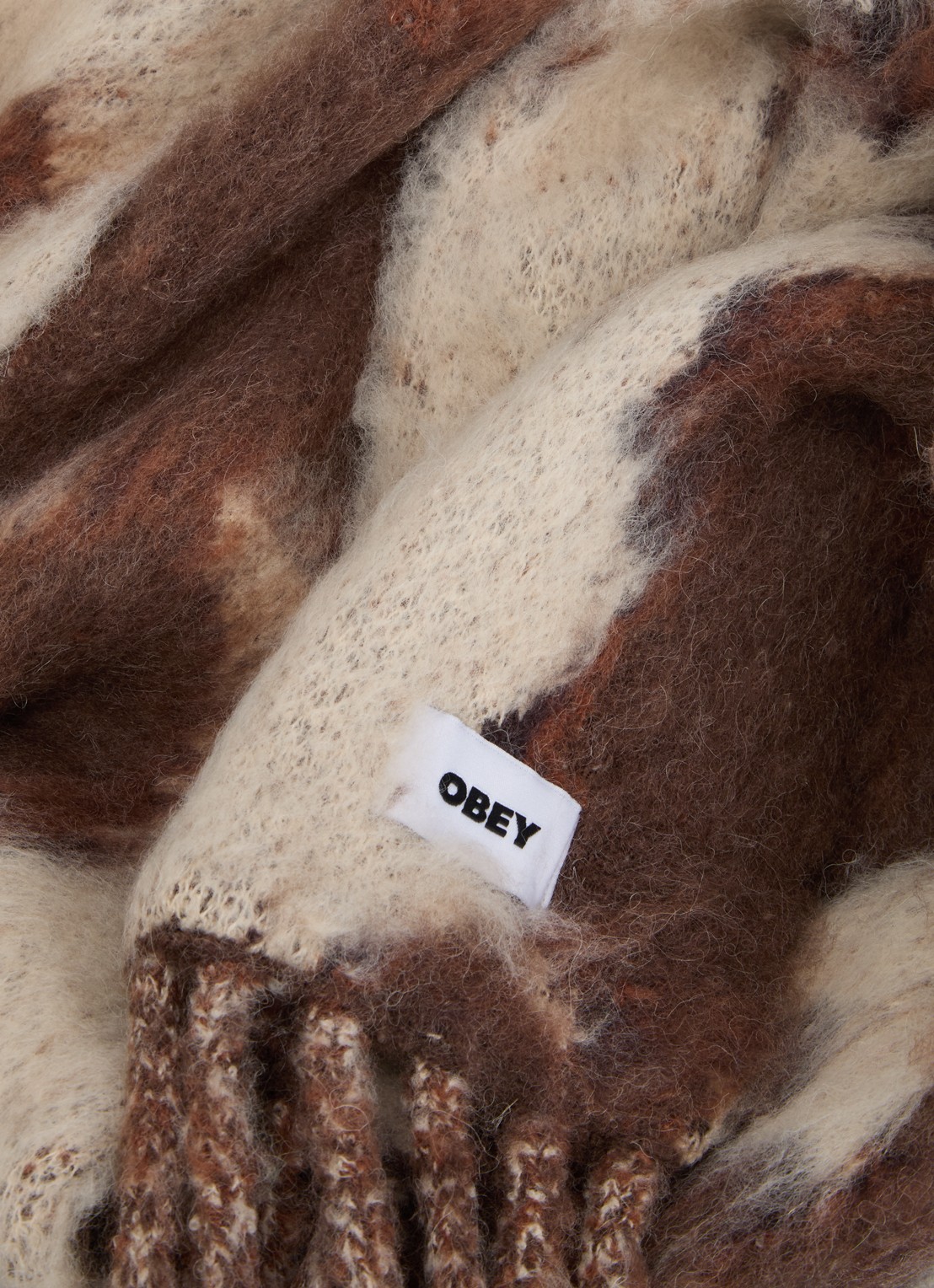 Obey Sjaal in wolblend 230 x 20 cm - detail 2 bruin
