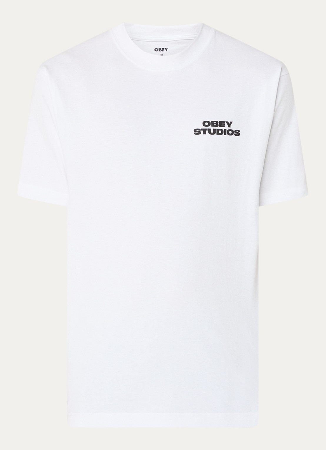 Obey Sky Face T-shirt met logo- en backprint - voorkant wit