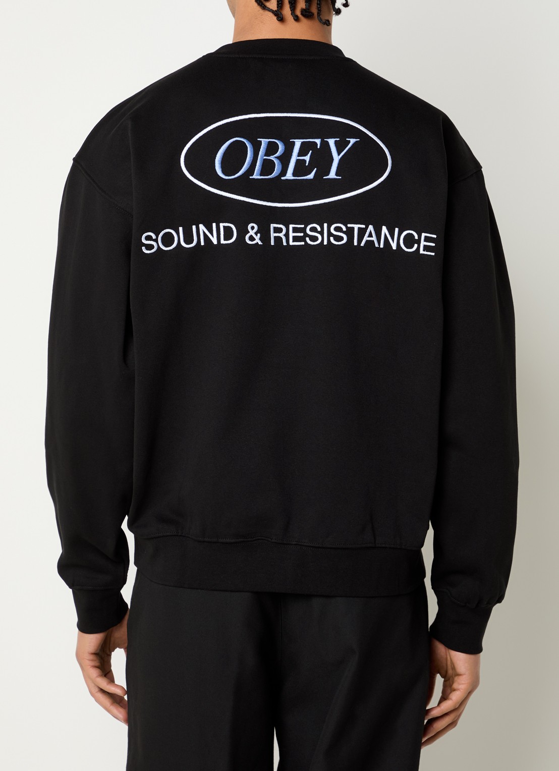 Obey Sound Crew sweater met borduring - detail 3 zwart