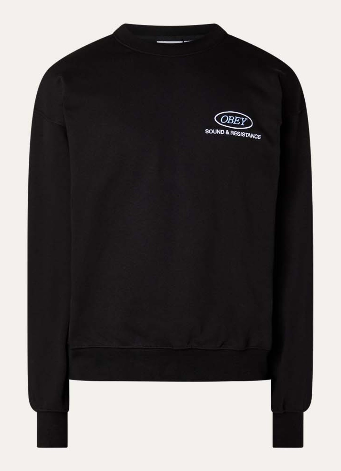 Obey Sound Crew sweater met borduring - voorkant zwart
